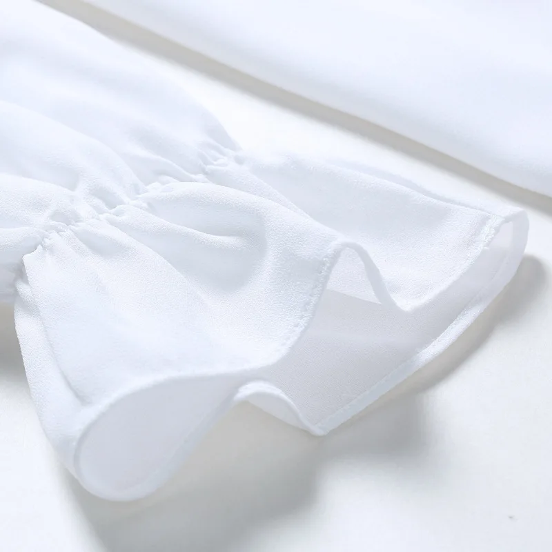 Блузка женская белая с длинным рукавом и бантом | Женская одежда