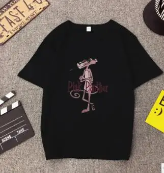 Летняя футболка женская розовая пантера печать Свободная Повседневная harajuku с