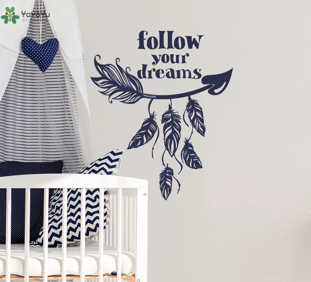 YOYOYU виниловая наклейка на стену Follow Your Dreams перо стрелы в стиле бохо съемные