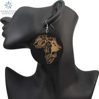 somesoor afrocentric ethnic engraved wooden drop earrings african lion map style photos handmade jewelry for women gifts