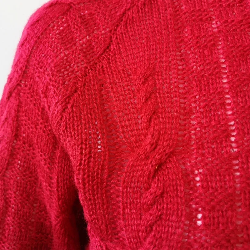 Vintage Twisted Turtleneck Pullovers Crocheted Sweater Hand Knitted Shirts Autumn Long Sleeve High Waist Slim Coats Basic Tops | Женская