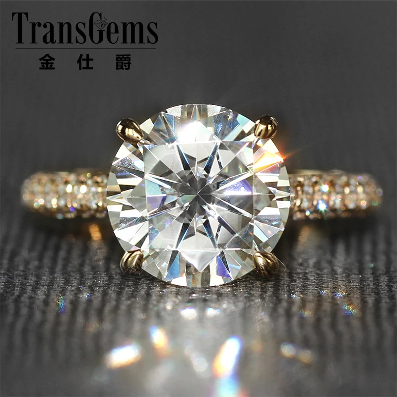 Женское Обручальное Кольцо Moissanite кольцо из желтого золота 14 к 585 пробы диаметр 10