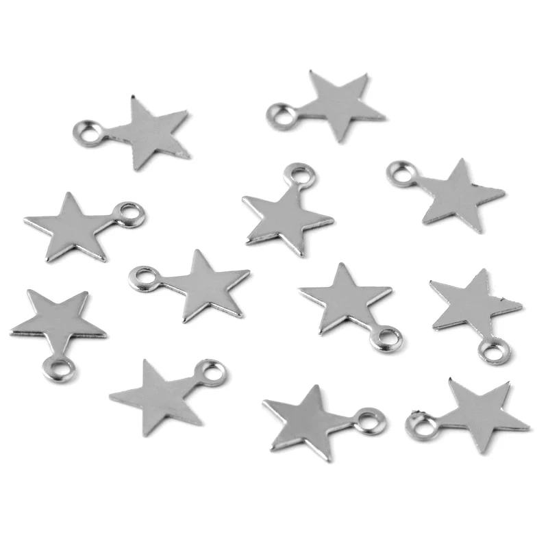 

50pcs DIY pure stainless steel cutting 10*11.5MM/6*8MM five-pointed star small pendant