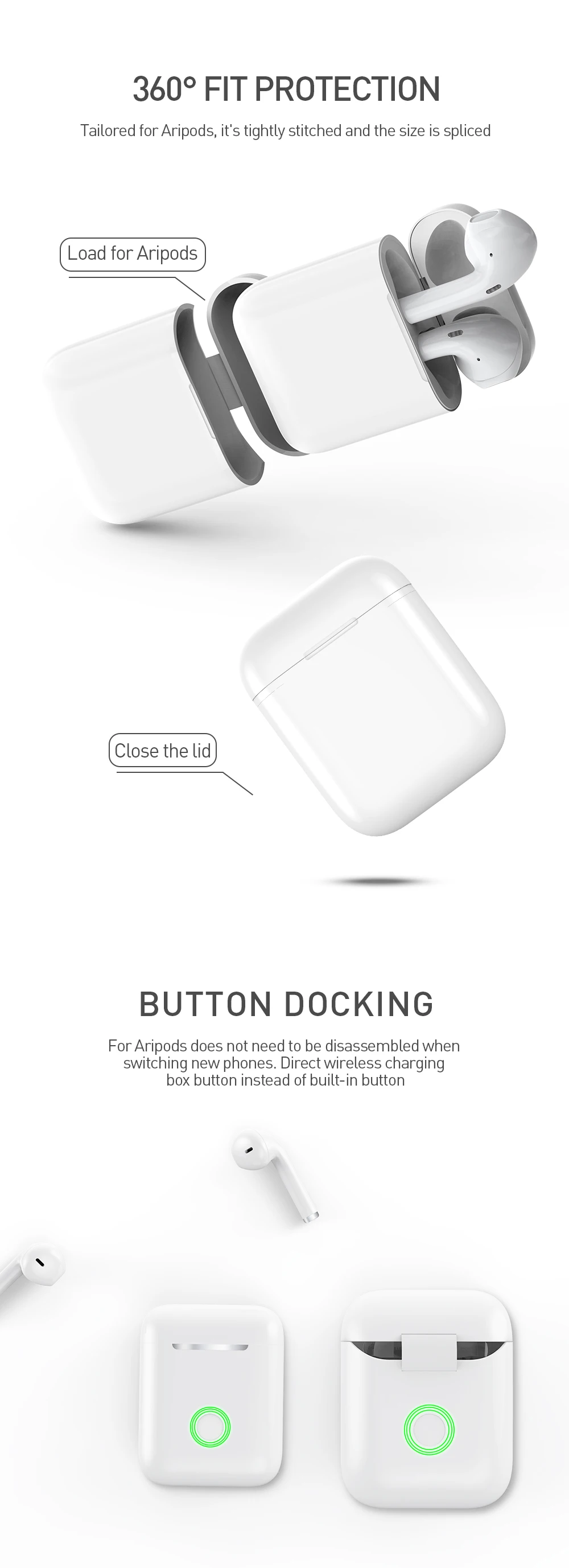 KEYSION QI беспроводной зарядный чехол для гарнитура для Airpods роскошный Поликарбонат задняя крышка для Airpods переносное Беспроводное зарядное устройство коробка