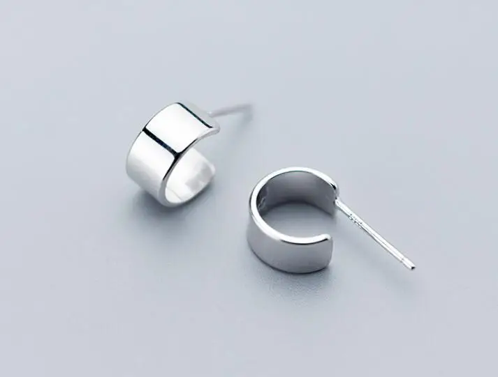 1 пара 100% реального. 925 стерлингового серебра Fine Jewelry полированная половины