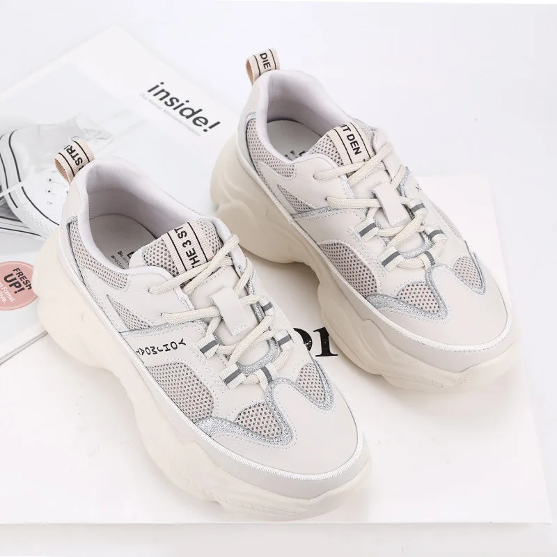 Jookrrix 2019 Shoes Women Sneakers Platform zapatos de mujer Ladies White footware Genuine Leather chaussures femme Patchwork | Обувь