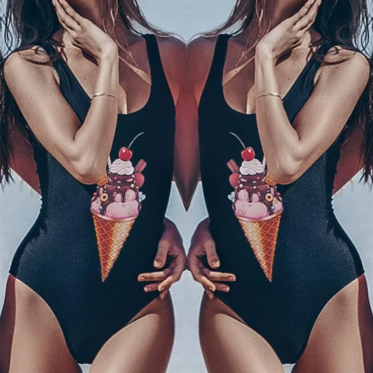 2018 Для женщин Плавание одежда Sexy High Cut Одна деталь костюм спинки Купальник Черные