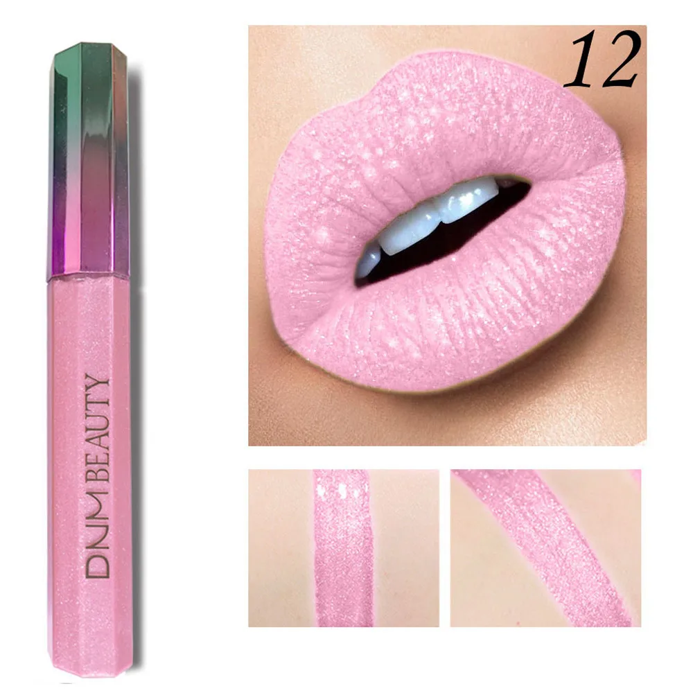 12 Colors Women Sexy Diamond Chameleon Metal Pearl Lip Gloss Matte Velvet Glossy Lipstick Cosmetic Tool Brillo de labios | Красота и