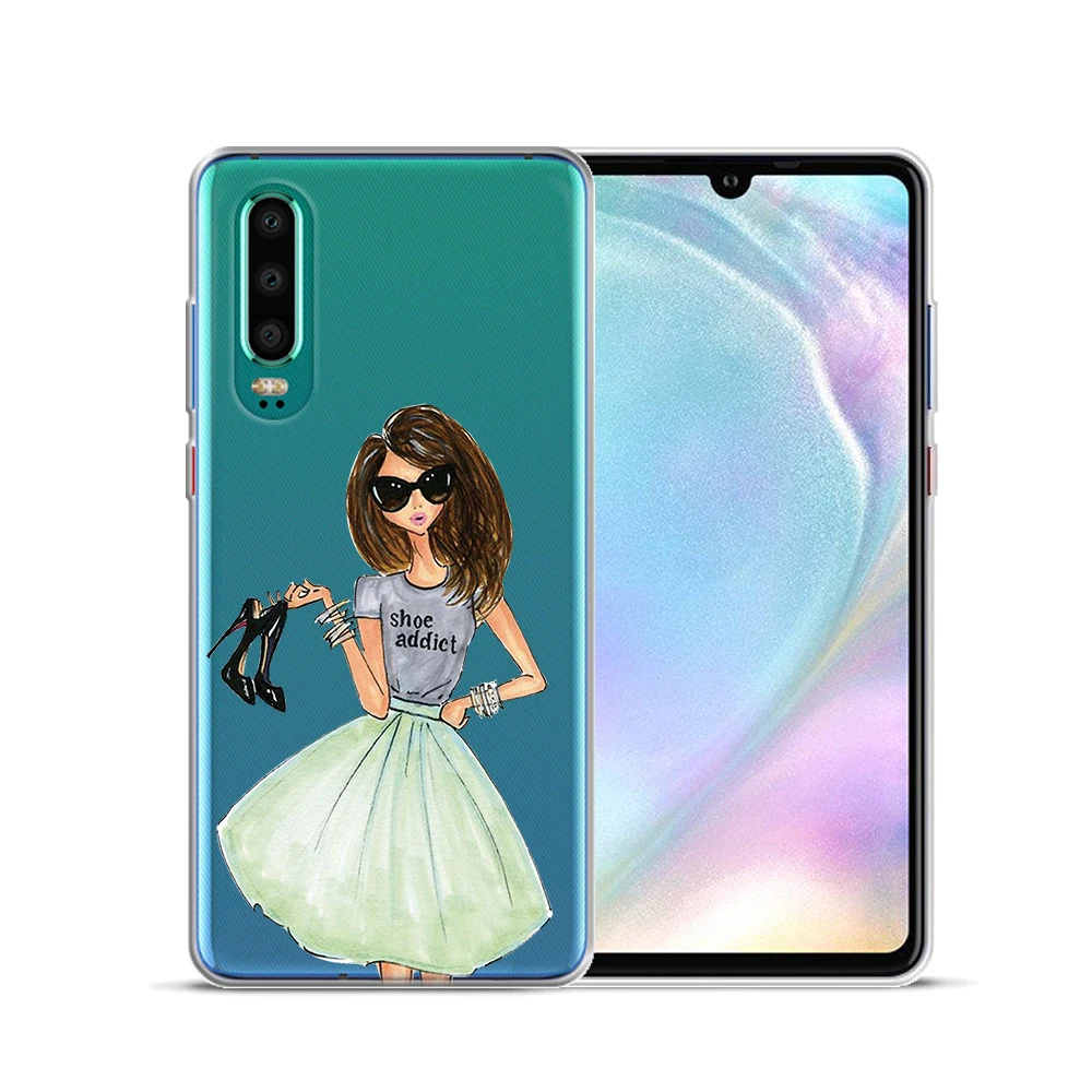 Модный стильный Парижская Девушка Силиконовый чехол для Huawei P30 Lite Pro Honor 10i 10 i View 20