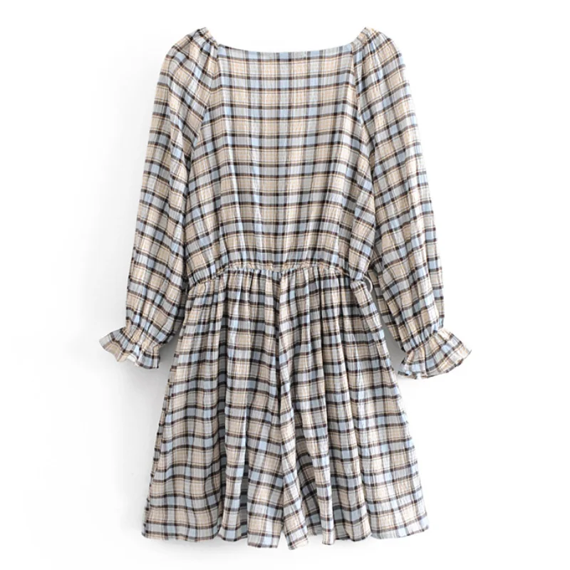 Для женщин пикантные клетчатые комбинезоны клетчатый V шеи три четверти рукав