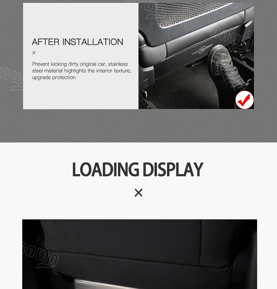 BAWA Interior Mouldings for Jeep Renegade+ Seat Anti-kick Panel Trim Stickers Metal for Jeep Compass
