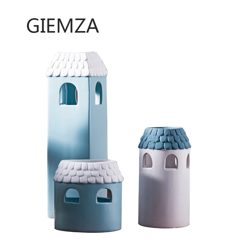 GIEMZA One Tower ваза Средиземноморский Маяк сине-белые вазы башни керамика Китай маленький или средний пол свадьба