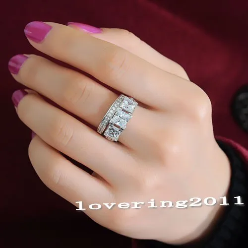 Женский набор обручальных колец choucong из серебра 925 пробы с 3 камнями 8ct 5А