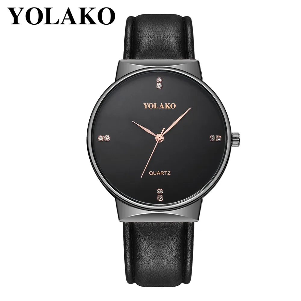 YOLAKO новые модные брендовые роскошные часы с бриллиантами Minimalisme кожаный ремешок