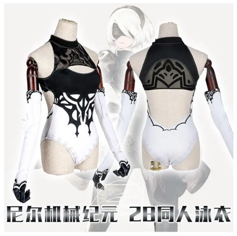 NieR Automata figure 2B женский купальник + перчатки маска для глаз модный сексуальный