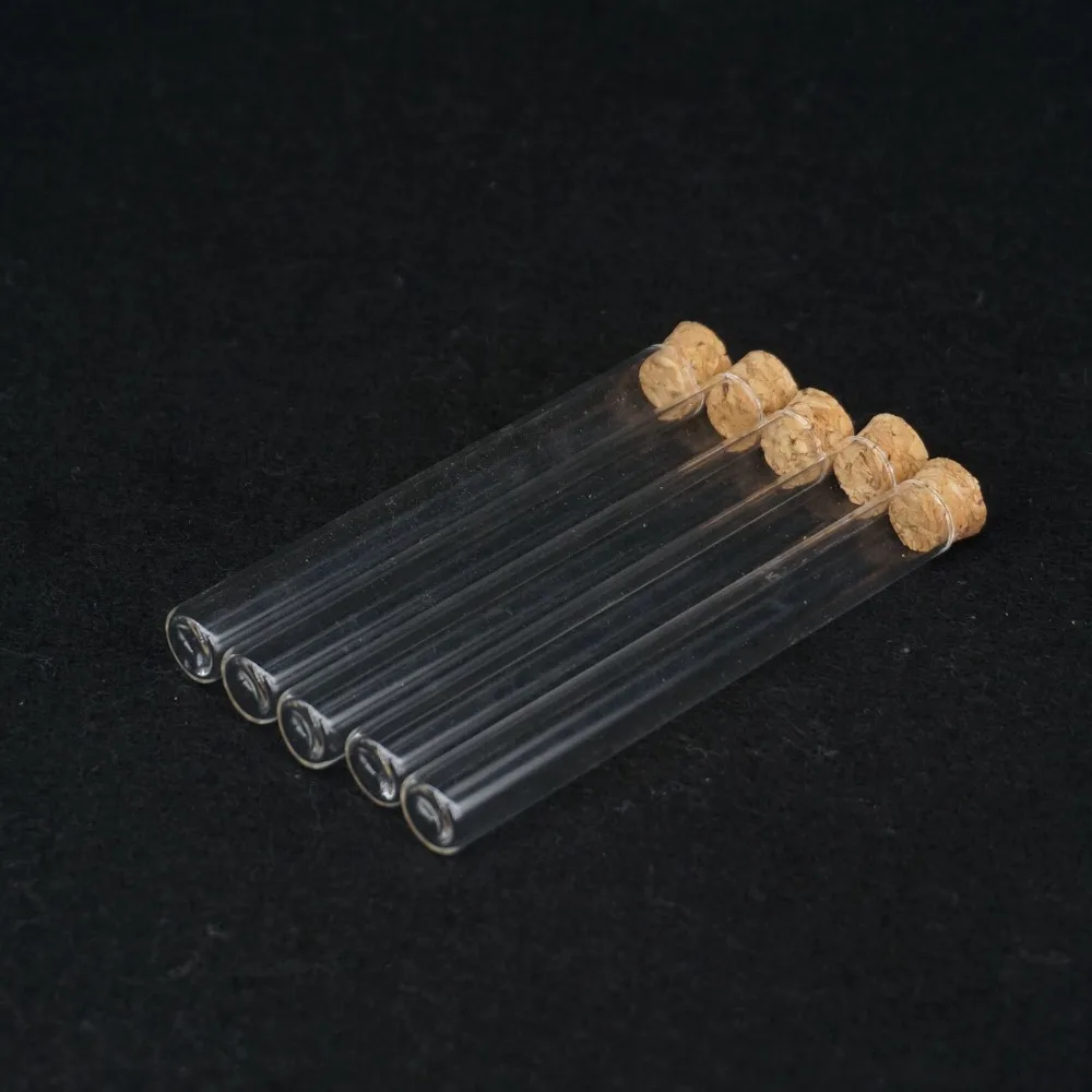 

Lot5 Multiple Lab Glass Test Tube Flat Bottom With Wood Stopper Thermostability