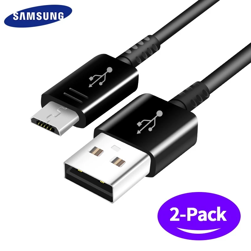 Black Two Cables Samsung Micro USB кабель S7 S6 край плюс Note5 Note4 S4 S3 S 7 S 6 Note2 A9 быстро зарядное устройство автомобильное зарядное устройство конвертер - Цвет: Black Two Cables