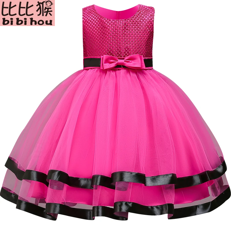 Платье для девочек детское элегантное праздничное платье с бантом