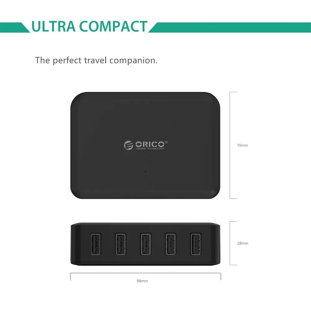 ORICO 5 портов USB зарядное устройство 5V7. 8A39W умное супер для путешествия EU/US/UK вилка