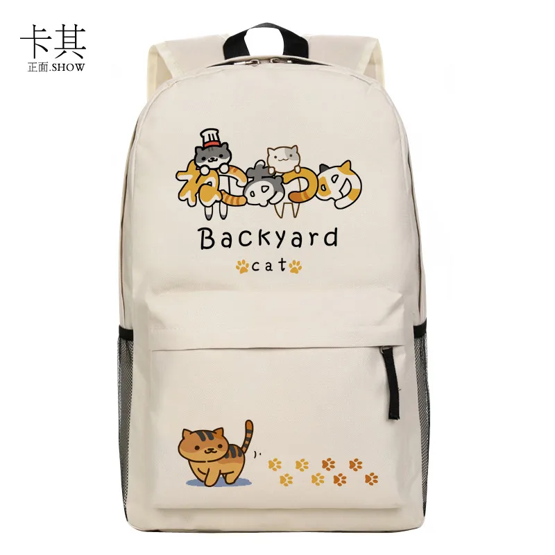 

Teenagers Canvas Shoulders Bag Cat Backyard Unisex Kawaii Cosplay Children School Bags Traveling Bag Rucksack