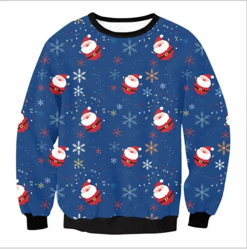 Men Women Pullover Autumn Winter Tops Xmas Clothing Ugly Christmas Santa Claus Printed Loose Sweater Unisex M L XL | Женская одежда