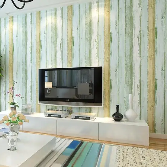 Mediterranean Vintage 3D Textured Wood Striped Wallpaper Bedroom Living room Sofa Home Decor Wall paper Rolls | Обустройство дома