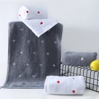 2pcs love pattern cotton bath towel set christmas gift bath towels for adults for couple white gray lovers towels