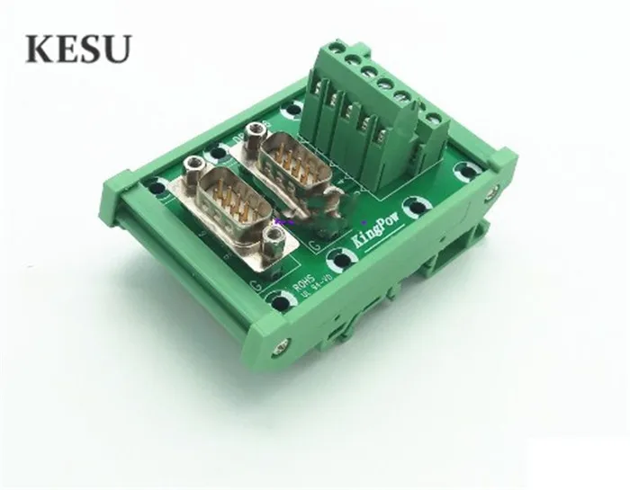Двойной DB9 D-Sub DIN Rail Mount интерфейсный модуль 2 порта 9 штыревые клеммы Breakout Board |