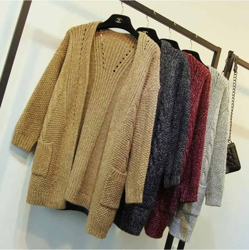 Yfashion Fashion Women Casual Loose Knitwear Coat Thicken Warm Windproof Knitting Tops Simple Beautiful Natural |