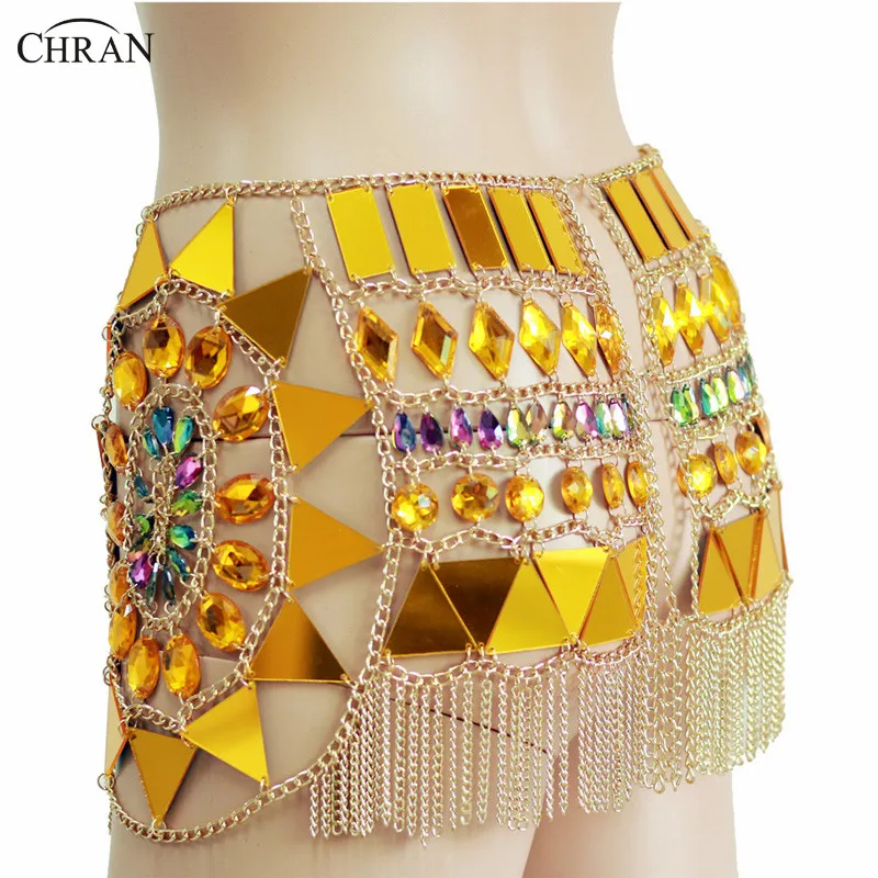 Юбка с блестками и цепочкой для тела пикантный наряд танцевальная одежда девочек