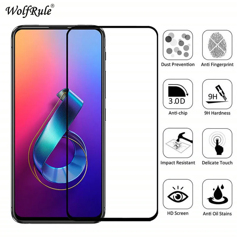 2 шт. защита для ЖК экрана Asus Zenfone 6 ZS630KL полное клеевое стекло 6Z покрытие