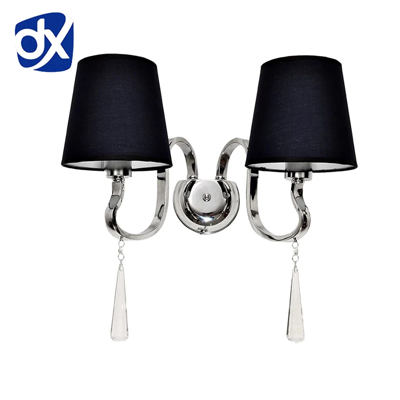 Современный хрустальный тканевый абажур настенный светильник E27 источник света