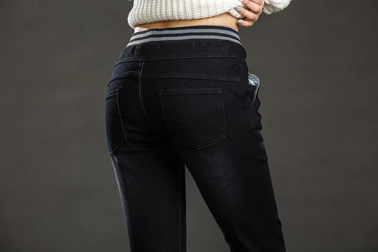 Женские обтягивающие джинсы синие джинсовые брюки-карандаш женские с эластичной