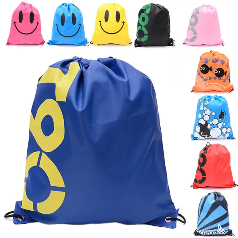 Fashion Smile Face Gym Bags Outdoor Waterproof Drawstring Bag Children Shopping Mini For Girls Boys Kids Backpack | Спорт и