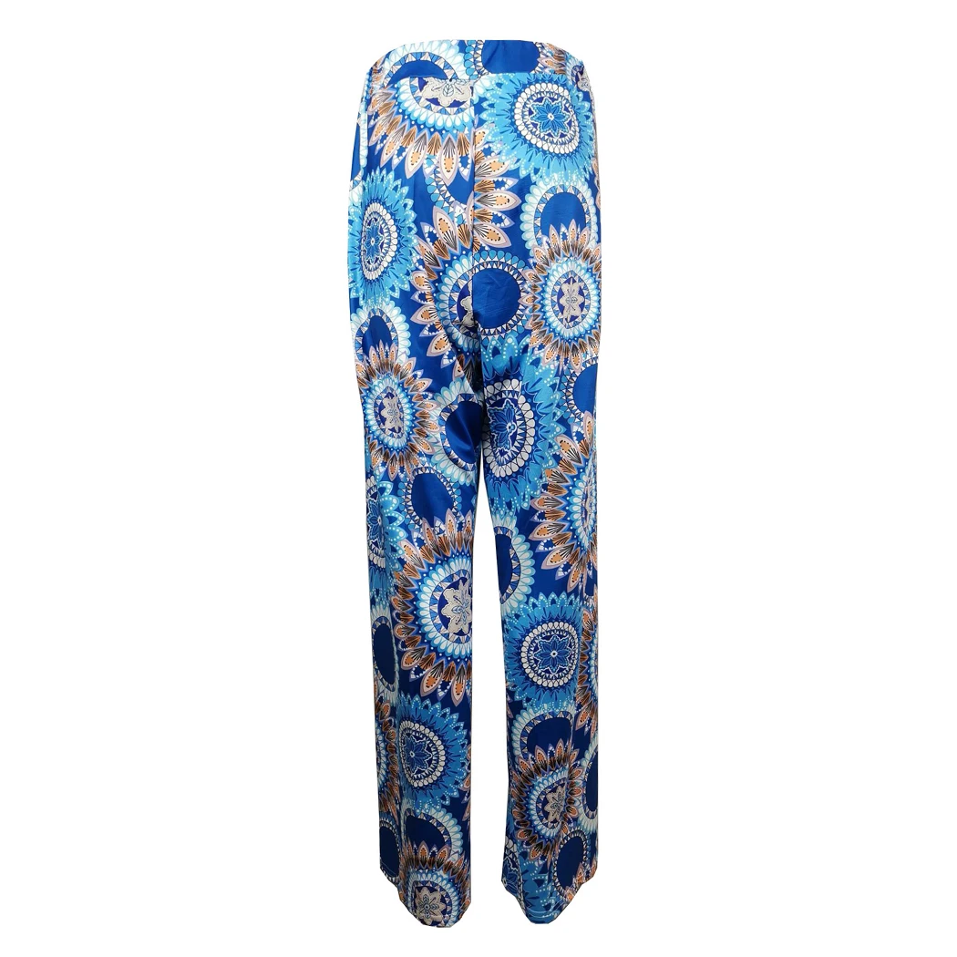 Модные широкие брюки женские летние повседневные свободные мягкие цветочные