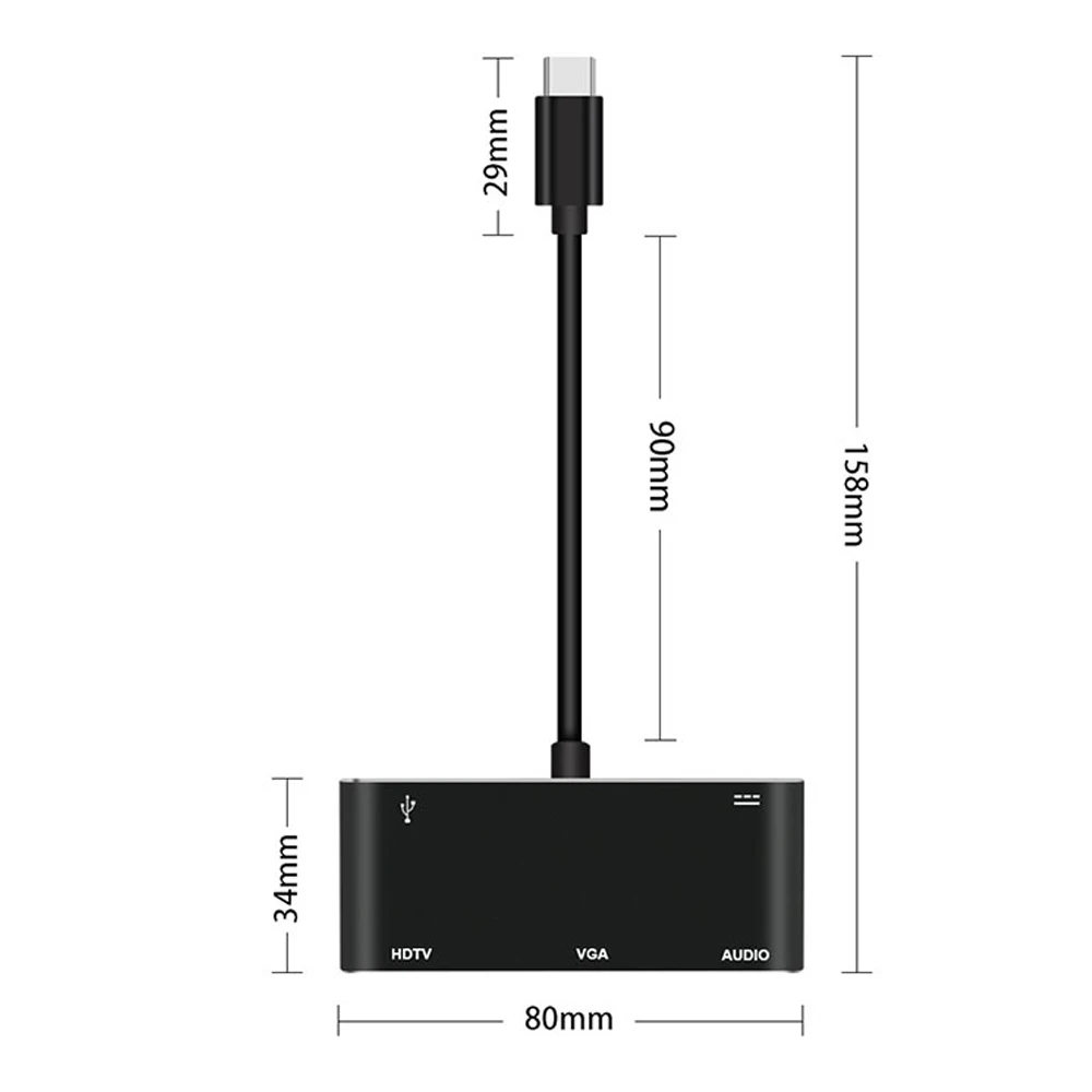Фото Кабель-переходник с Type-C на HDMI/VGA/USB3.0HUB/PD/Audio Лампы и освещение Кабель-переходник с Type-C на HDMI/VGA/USB3.0HUB/PD/Audio Лампы и освещение
