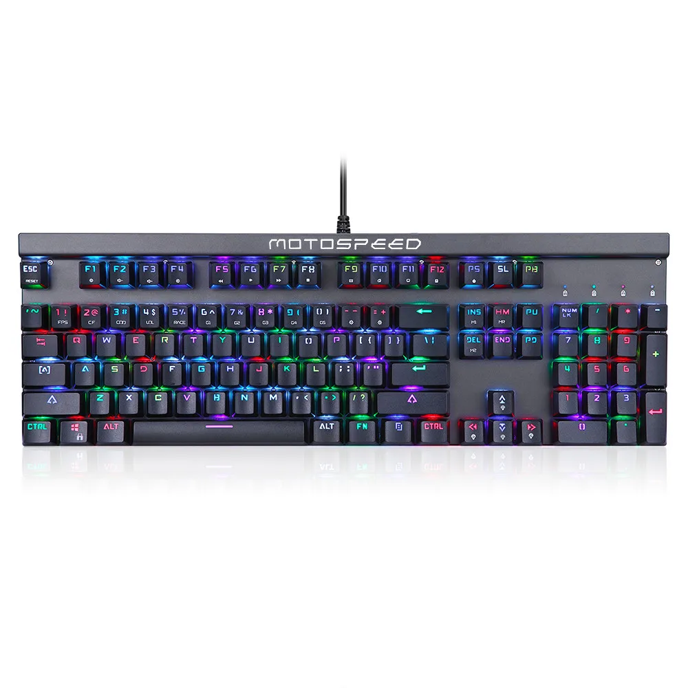 MOTOSPEED CK103 игровая клавиатура механическая синий переключатель USB многоцветная