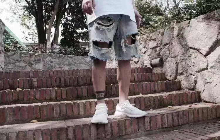 Лидер продаж 2017 мужские летние модные джинсовые шорты в стиле хип хоп с