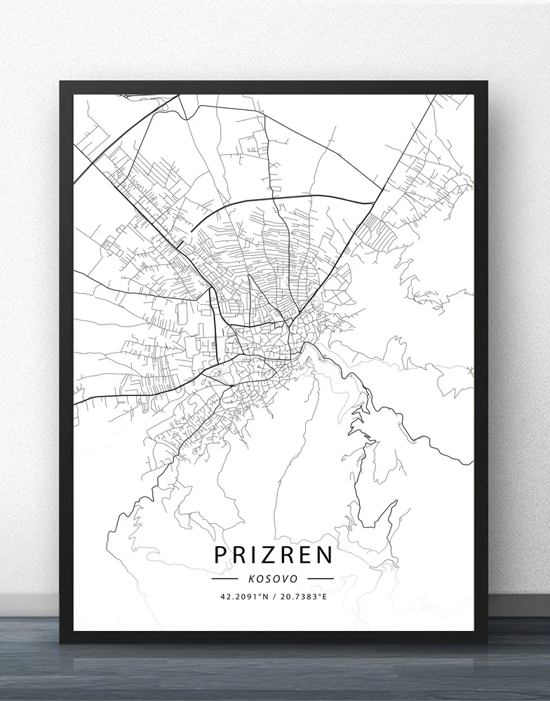 

Prizren Kosovo Map Poster