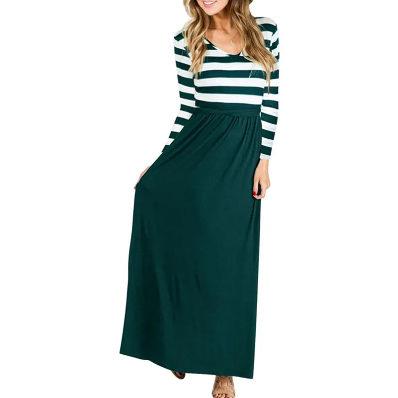 2018 Новый Для женщин платья Лидер продаж в полоску с круглым вырезом шить Женское