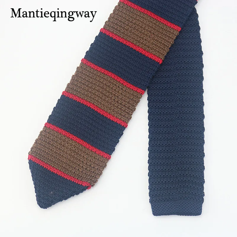 Мужские галстуки в полоску Mantieqingway 7 см для свадьбы корейский мужской вязаный