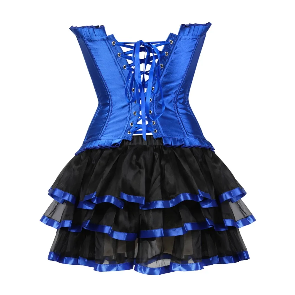 Модный синий женский корсет в стиле стимпанк платье юбка пачка викторианский
