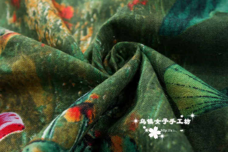 Этнический Лотос хлопчатобумажная льняная ткань diy войлочная для кутюр домашний