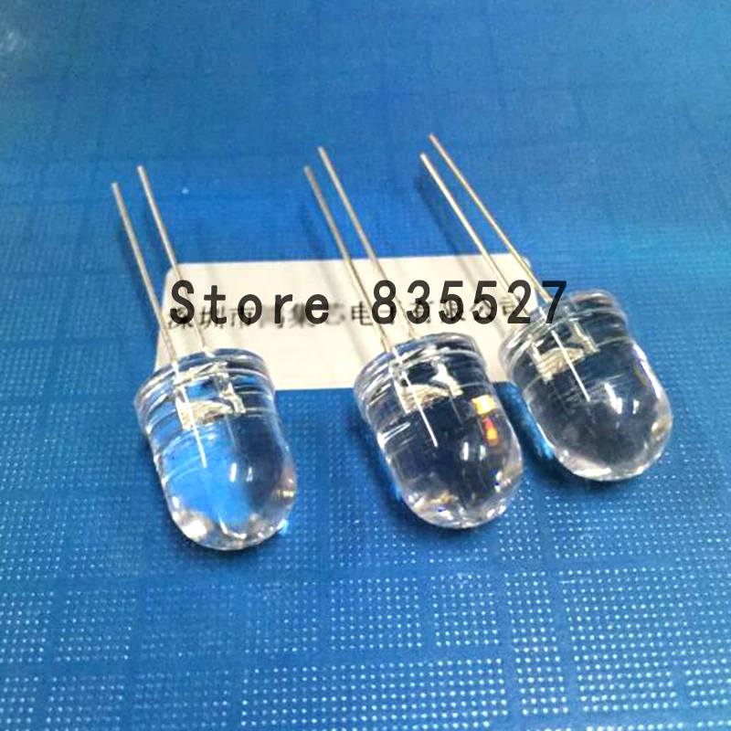 1000 шт./лот F10 Круглый 10 мм теплый белый желтый прозрачный LED супер яркий свет лампы