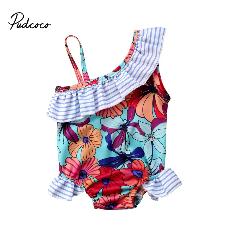 Одежда для купания маленьких девочек один предмет темно-синий цветочный принт с