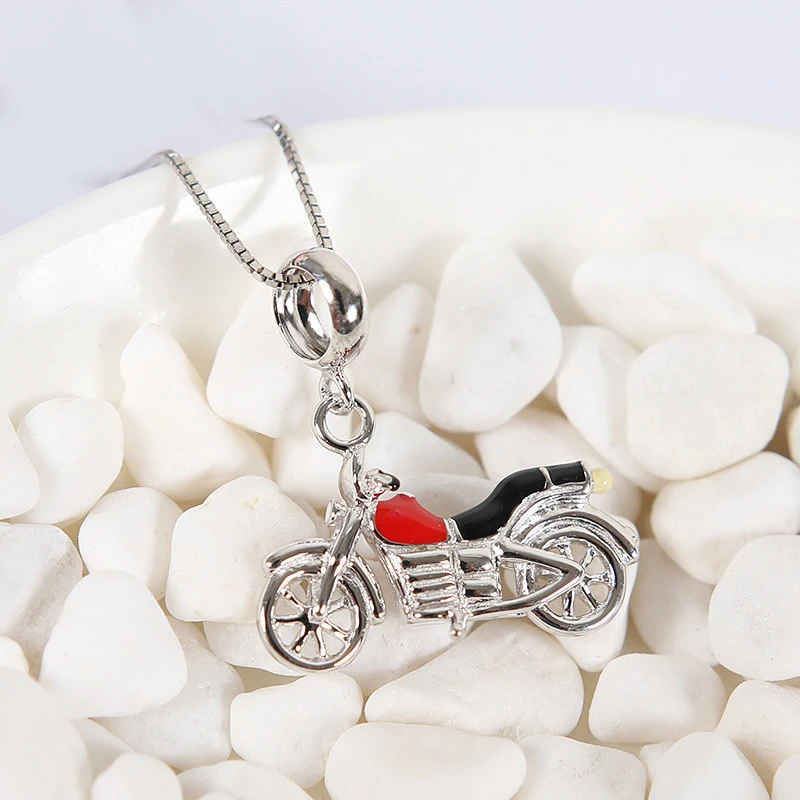New Authentic 100% 925 Sterling Silver Bead Charm Motorcycle Bike Pendant Enamel Charms Fit Bracelets DIY Women Jewelry | Украшения и