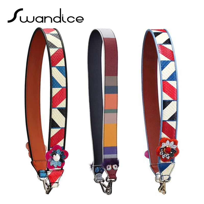 2020 Наплечные ремни из натуральной кожи с геометрическим рисунком меховые