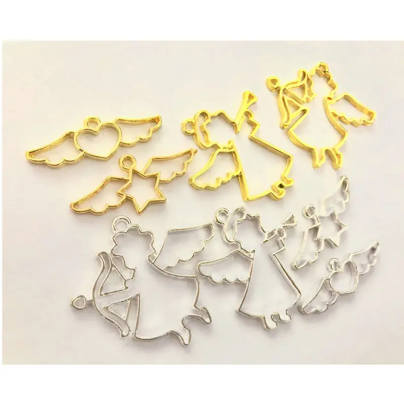 5 шт. милые ангельские летающие крылья с открытой рамкой Подвески ручной работы