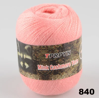 840 pink TPRPYN 1 шт = 50 г норка кашемир 98% пашм 2% пряжа для ручного вязания норка Детская тонкая шерстяная пряжа Y3223174 - Цвет: 840 pink