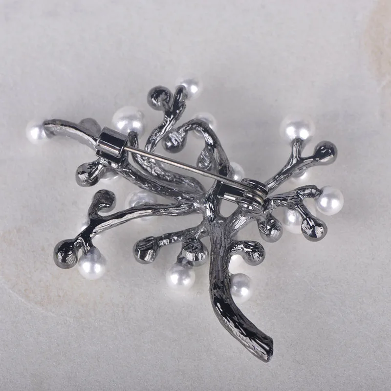 Madrry New Exquisite Imitation Pearls Trees Shape Brooches Colorful Rhinestone Brooch Women Men Dress Coat Collar Jewelry Gifts | Украшения